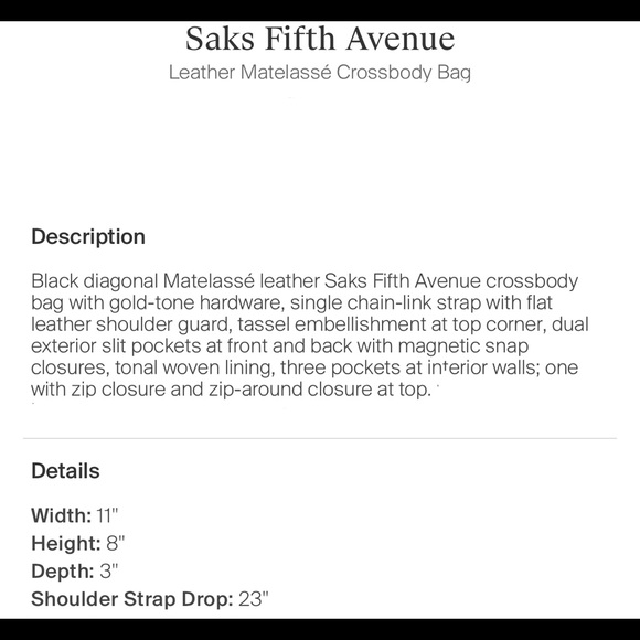 SOLD Saks Fifth Avenue Leather Handbag - Picture 4 of 16